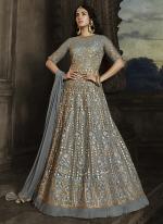 Net Sea Blue Wedding Wear Embroidery Work Anarkali Suit